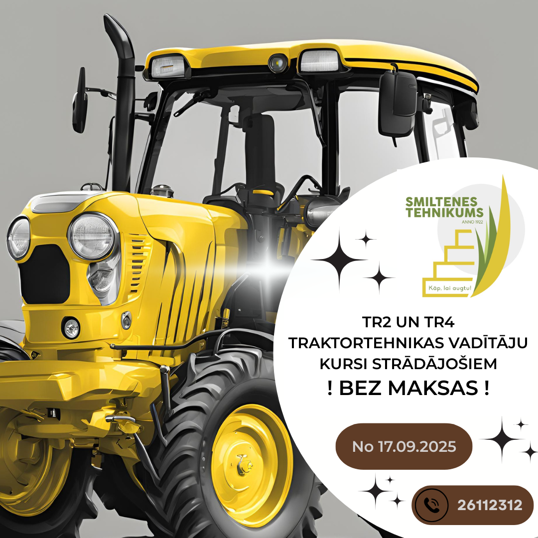 TR2 un TR4 traktortehnikas vadītāju apmācības strādājošiem